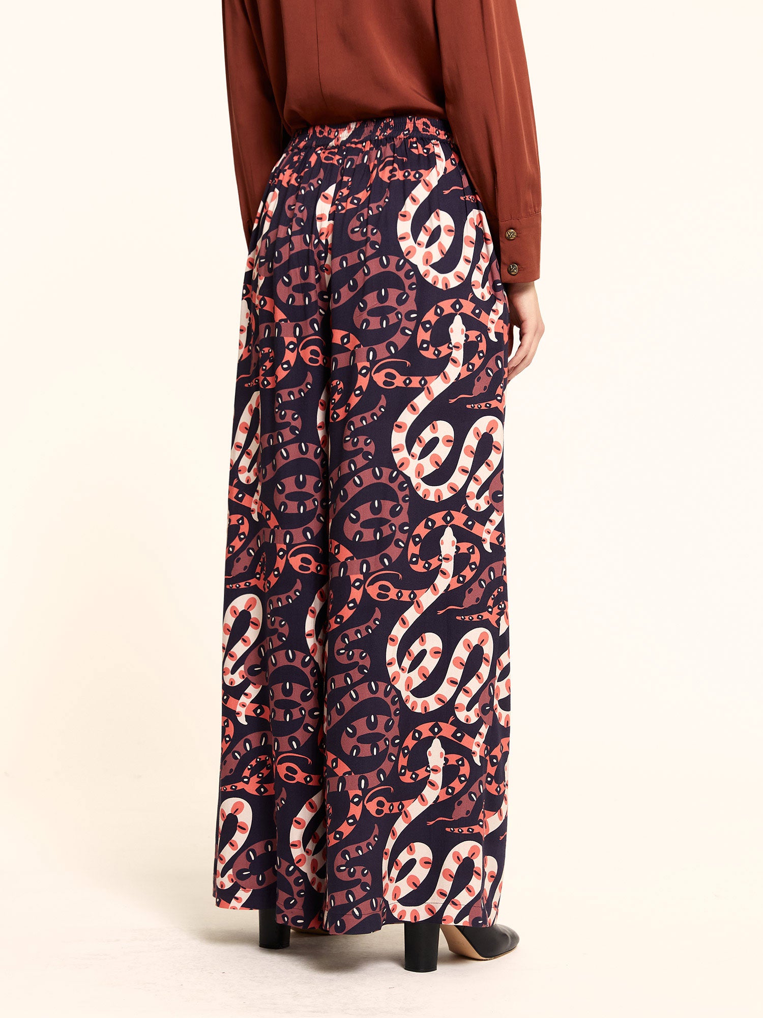 Pantalon Snakes Palazzo Estampado Serpientes Azul Marino - Imagen 3