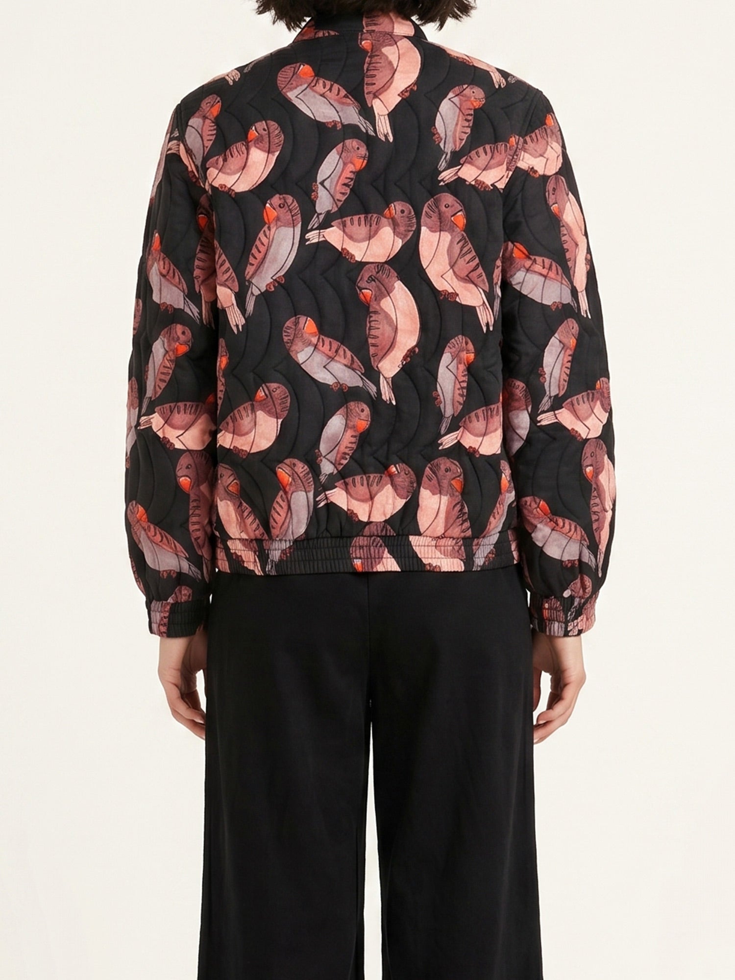 Chaqueta Birds Acolchada Estampado Loros Negro - Imagen 2