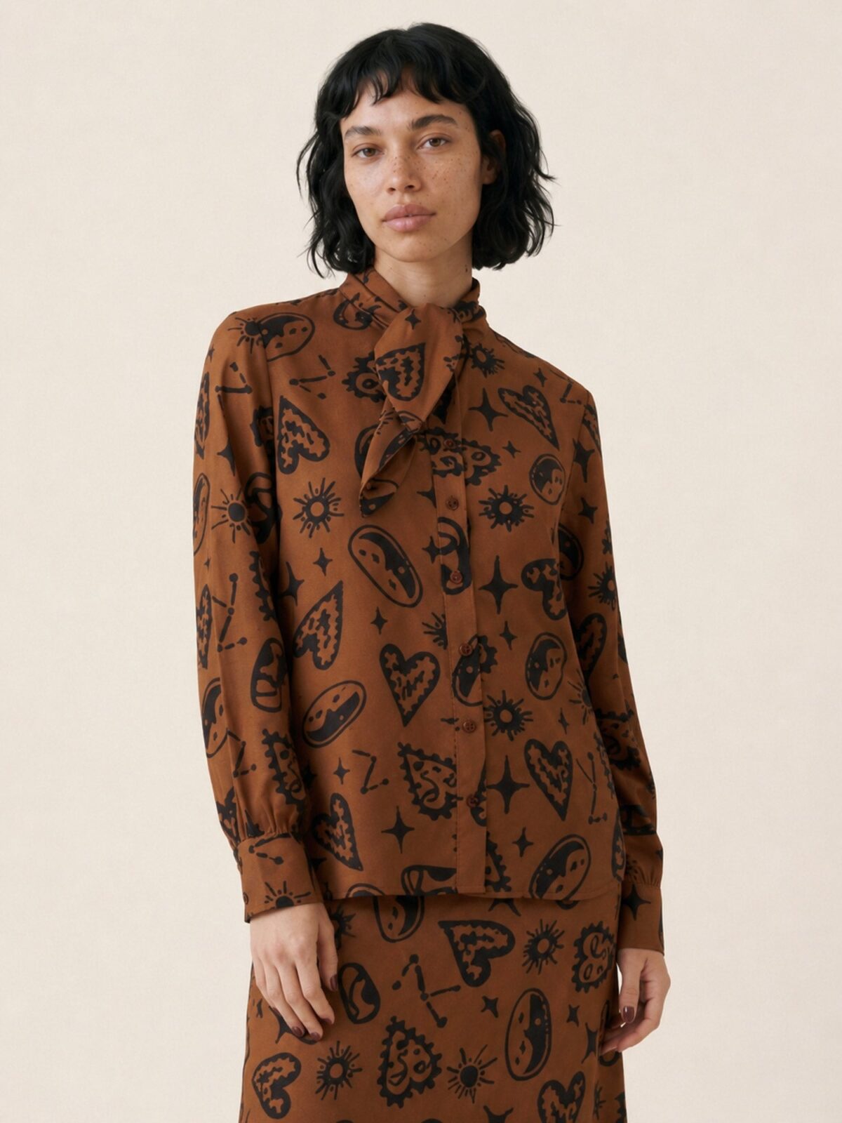 Blusa Brown Hearts Lazada Corazones Marron