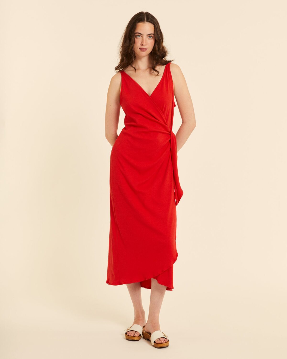 Vestido canale cruzado rojo