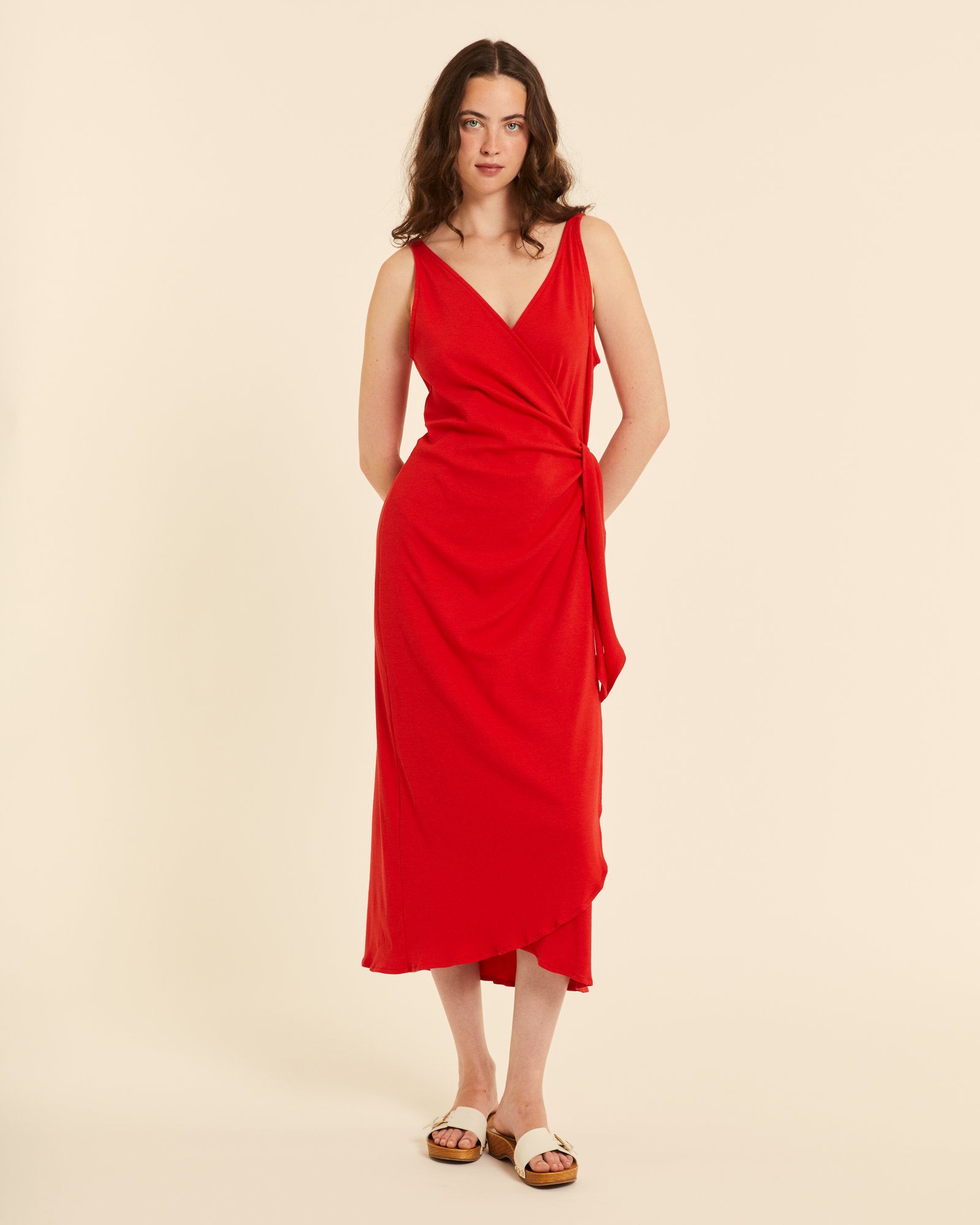 Vestido canale cruzado rojo