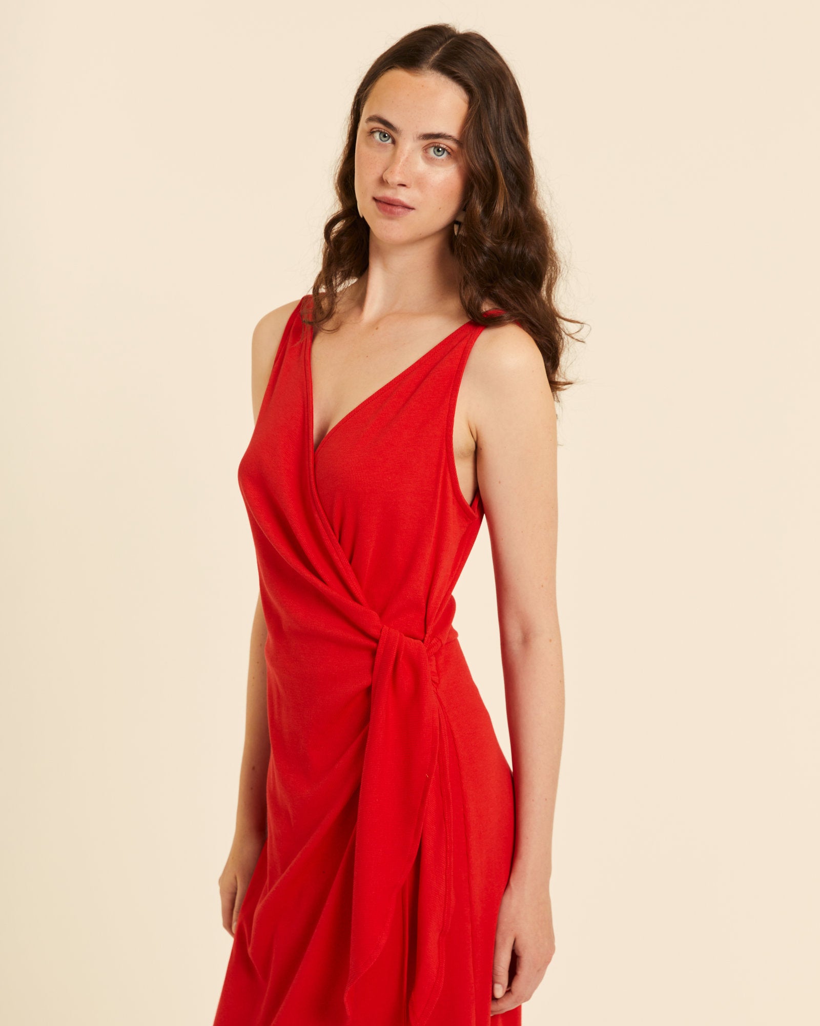 Vestido canale cruzado rojo - Imagen 3