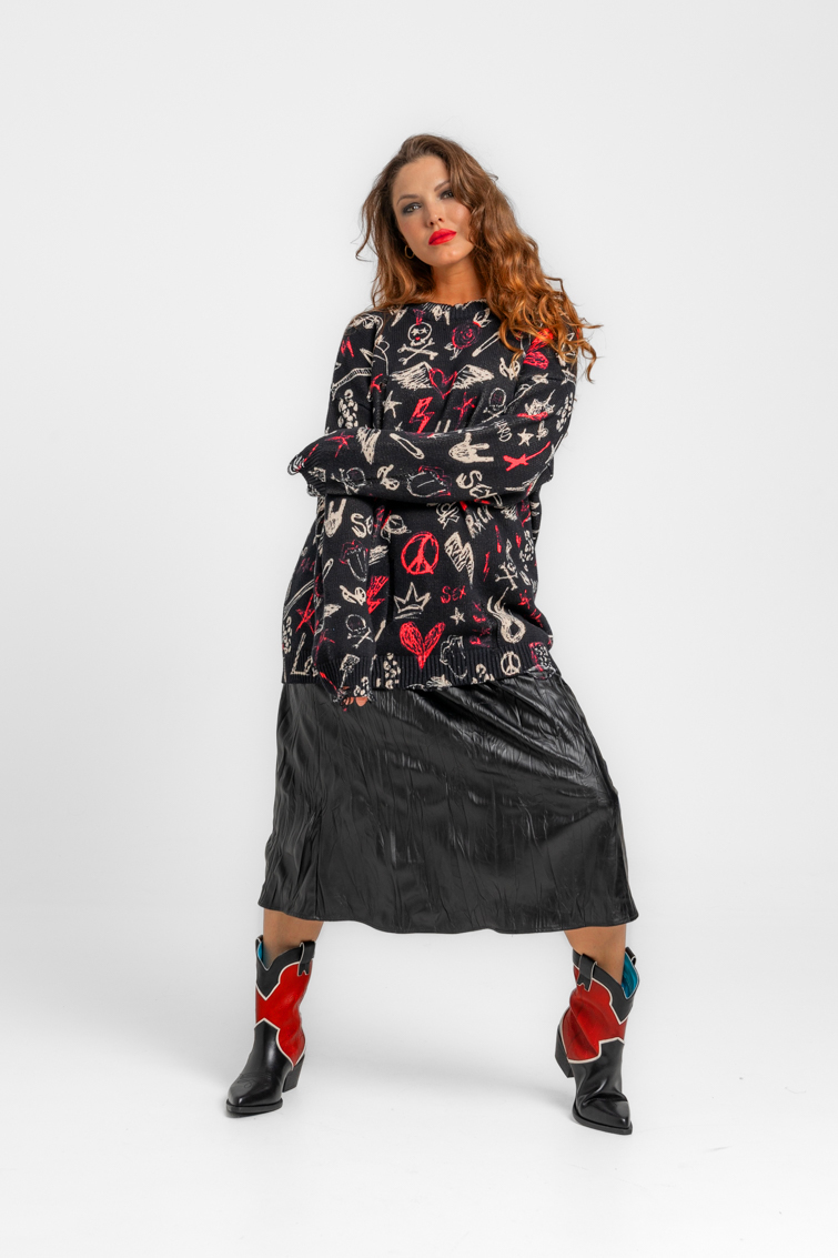 Suéter Oversize punto rasgado de Lolina – colección ROCK AND ROLL | Tiendas Via Vai