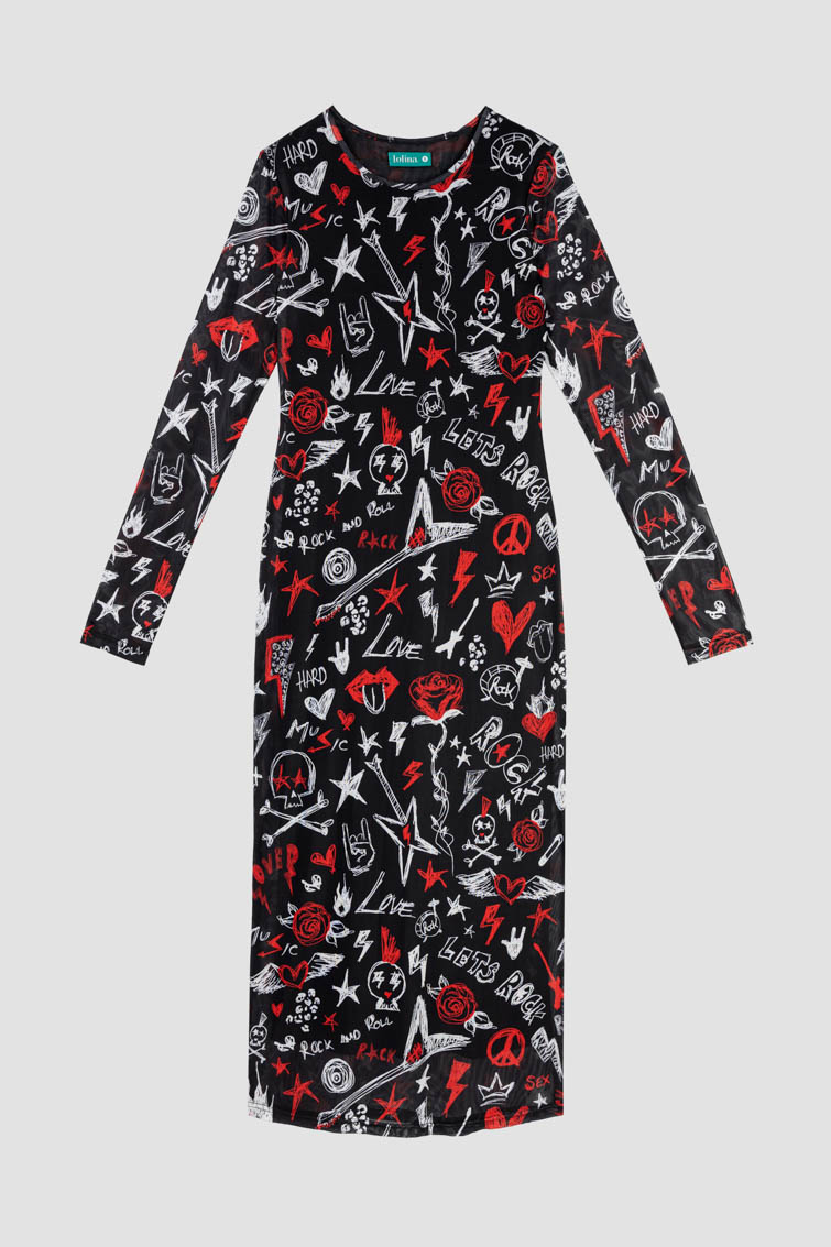 Vestido tul entallado midi de Lolina – colección ROCK AND ROLL | Tiendas Via Vai