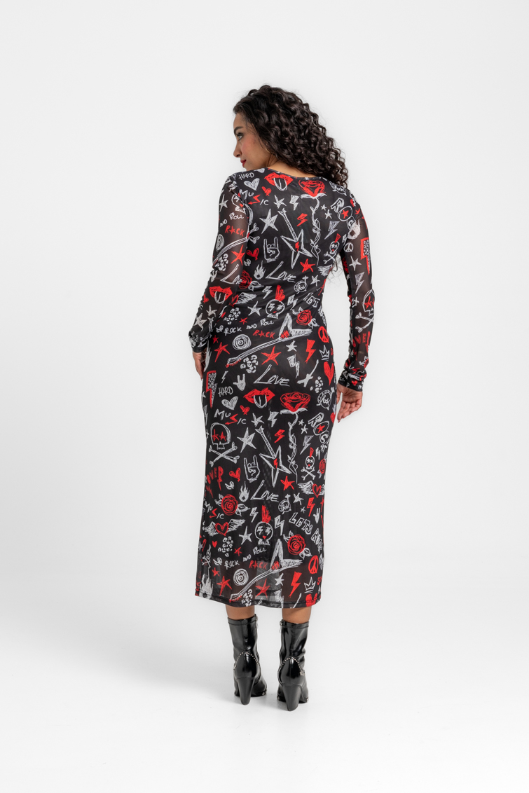 Vestido tul entallado midi de Lolina – colección ROCK AND ROLL | Tiendas Via Vai