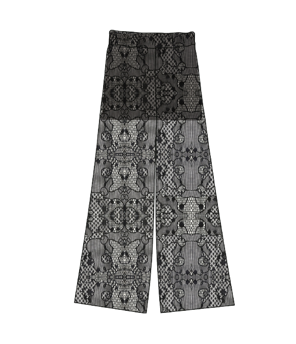 Pantalón flare de encaje elástico de Lolina – colección Otoño/Invierno 2026 | Tiendas Via Vai