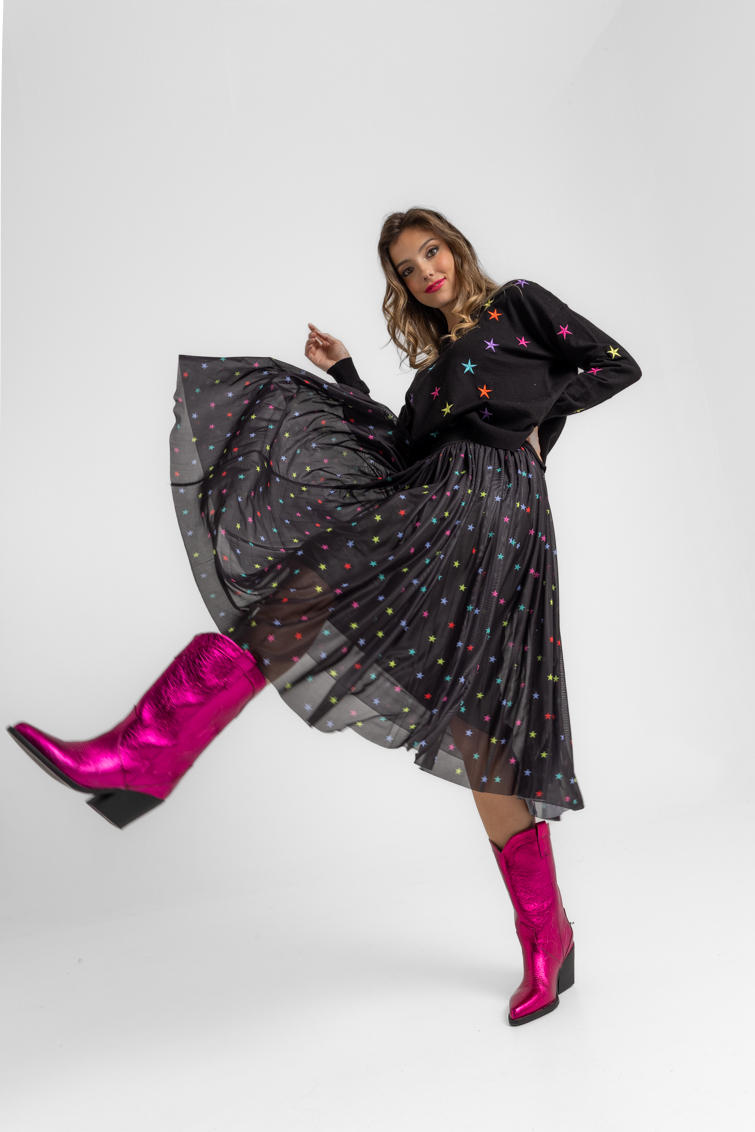 Falda midi de tul con volumen de Lolina – colección STARS | Tiendas Via Vai