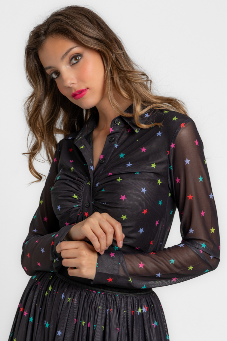 Camisa de tul drapeada de Lolina – colección STARS | Tiendas Via Vai