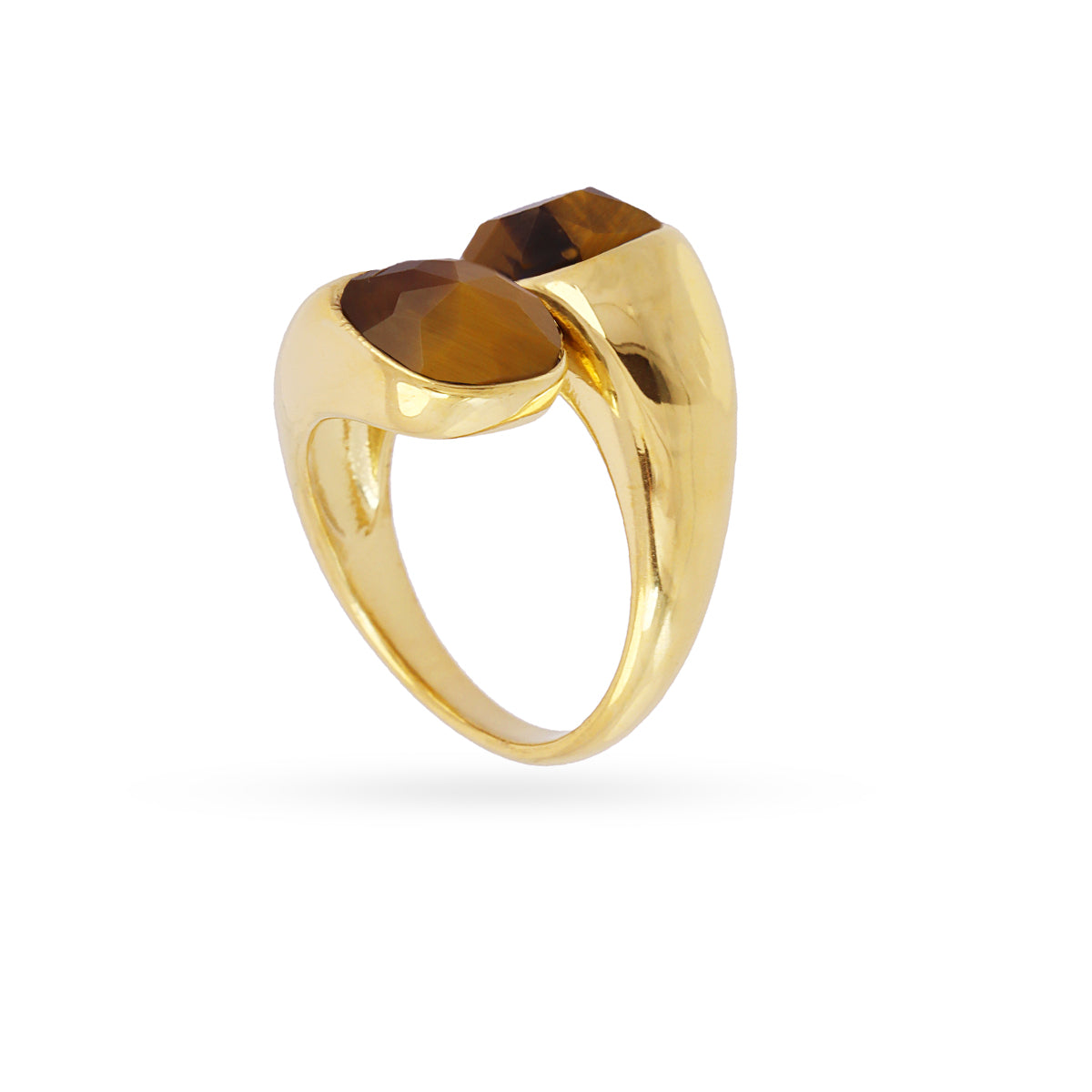 Anillo Spirit Doble Piedra Natural en Café, bisutería de acero de la colección Sand Dust — Tiendas Via Vai Estepona