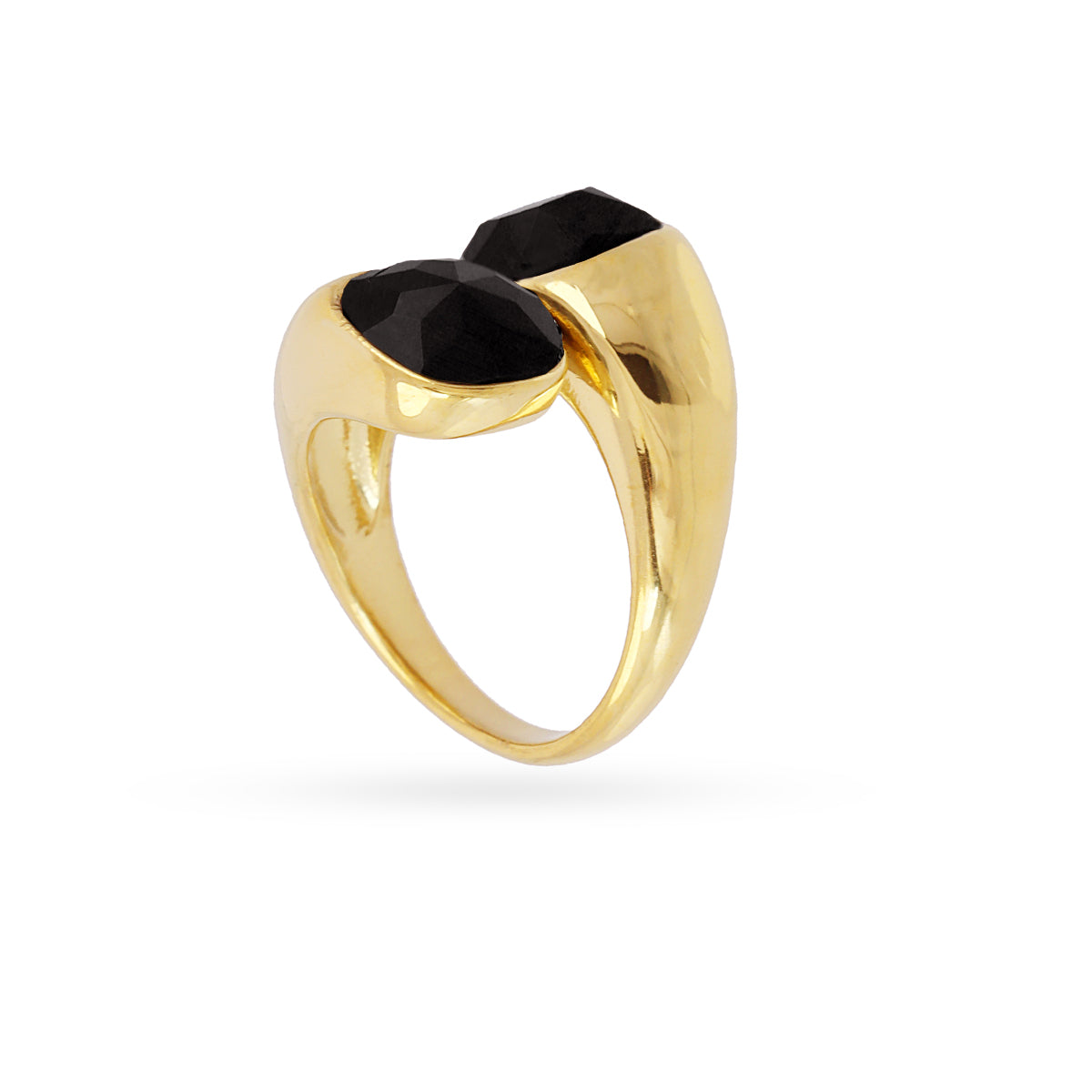 Anillo Spirit Doble Piedra Natural en Negro, bisutería de acero de la colección Sand Dust — Tiendas Via Vai Estepona