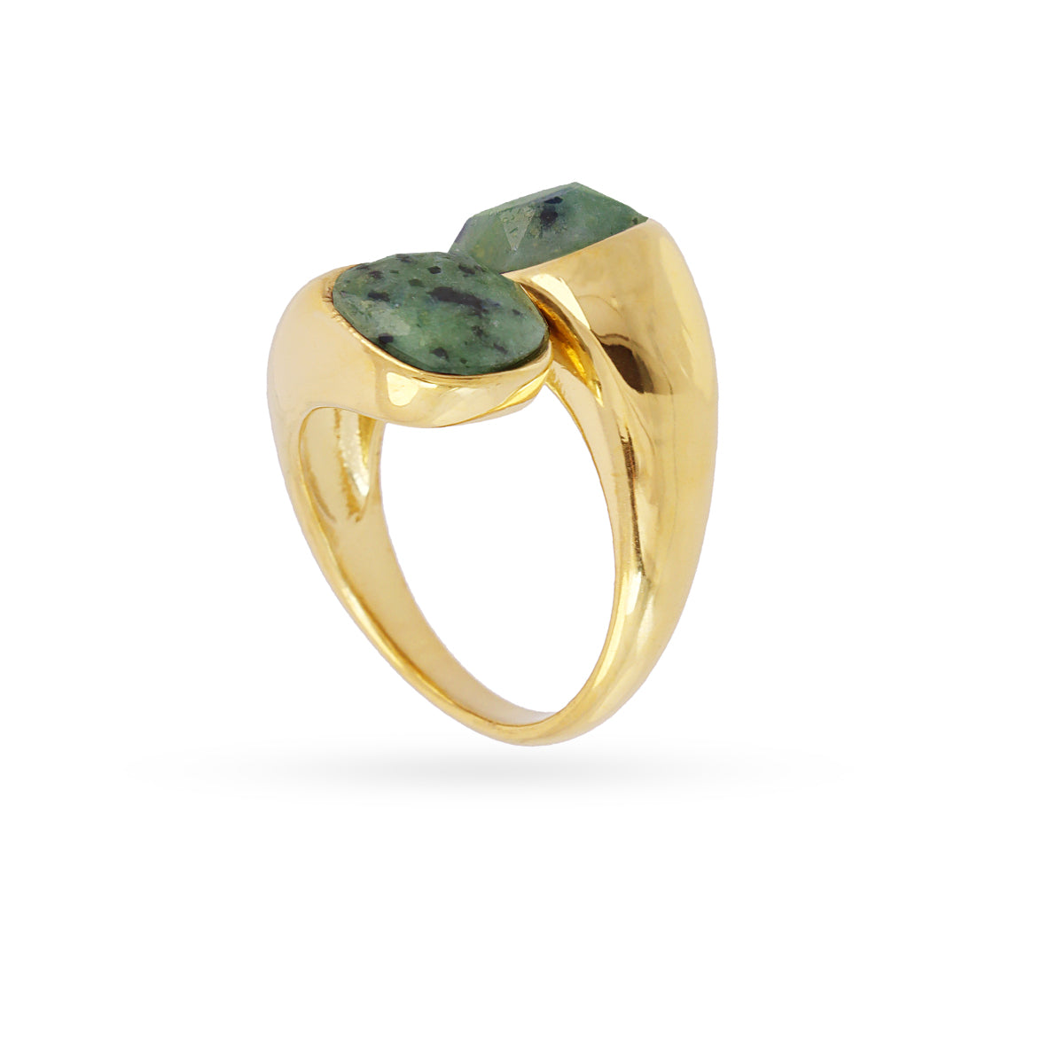 Anillo Spirit Doble Piedra Natural en Verde, bisutería de acero de la colección Sand Dust — Tiendas Via Vai Estepona