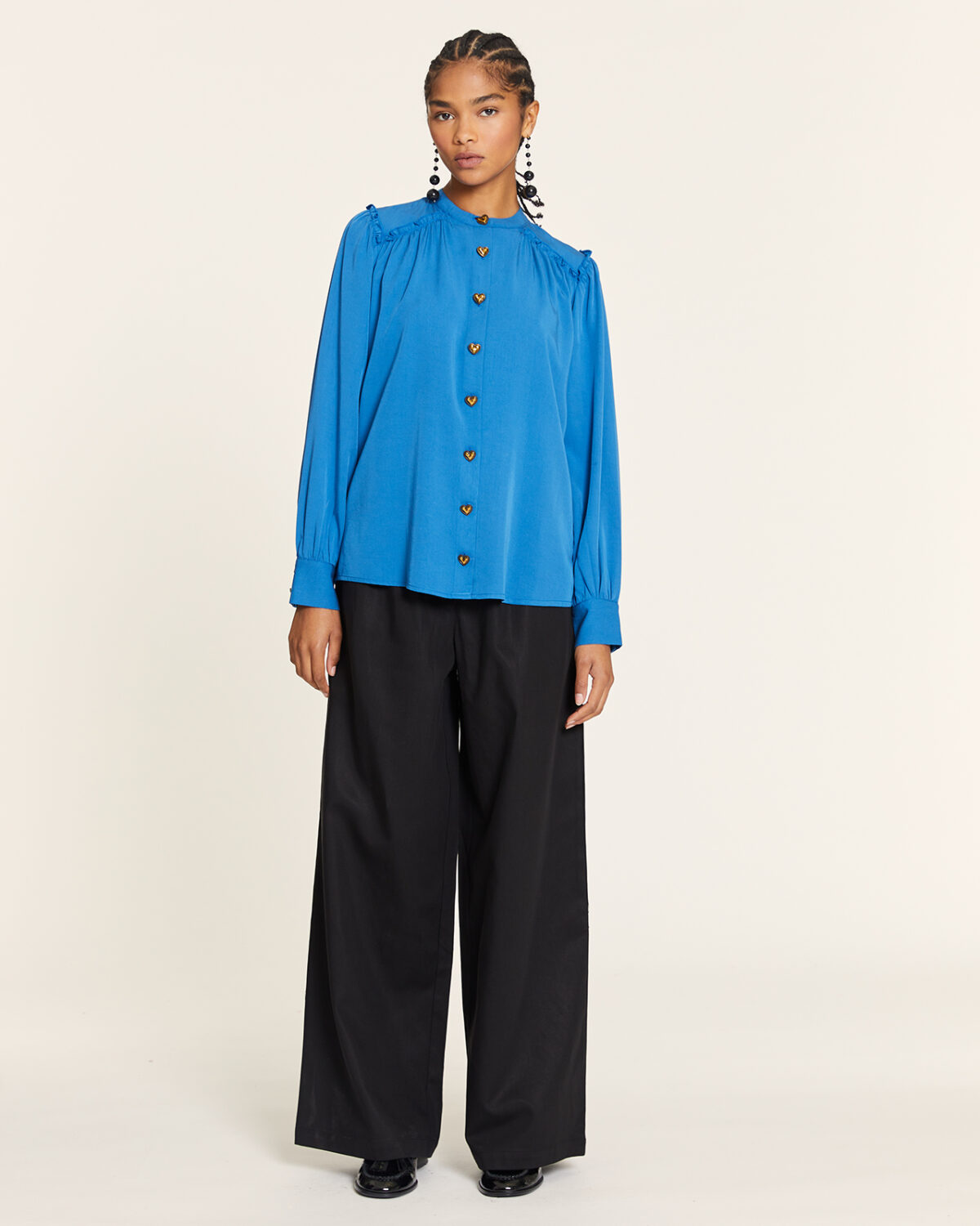 Blusa Mao Con Fruncidos Azul Azul