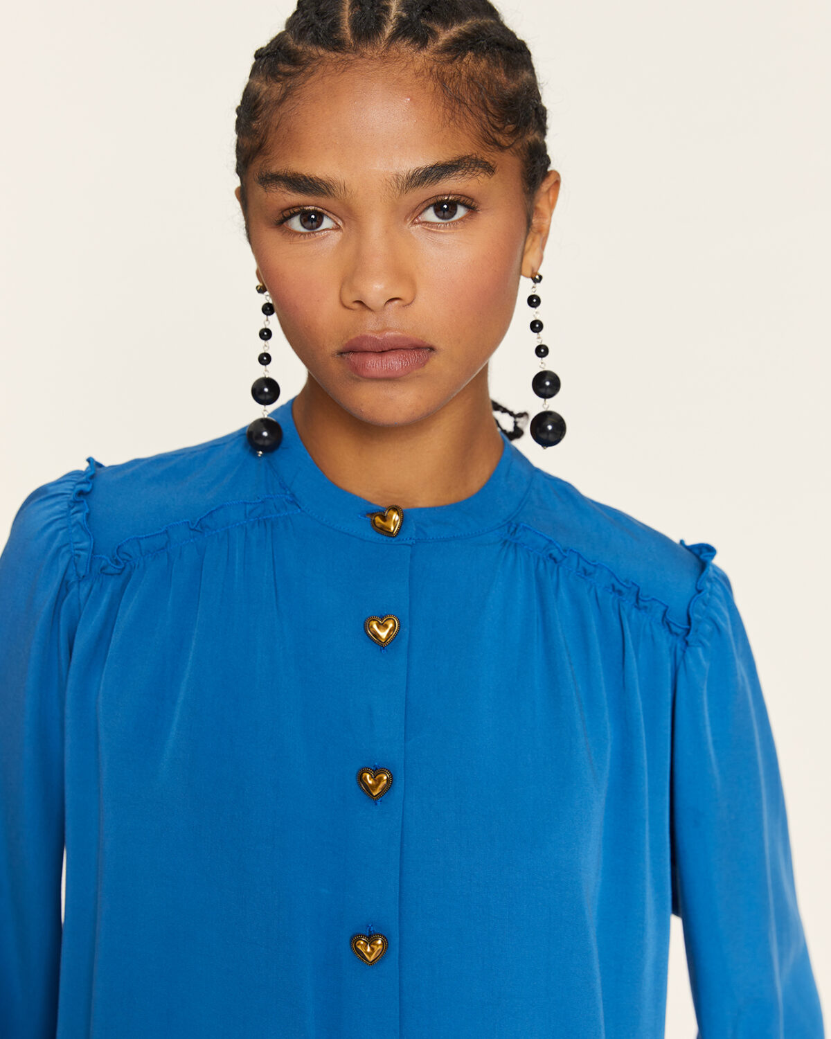 Blusa Mao Con Fruncidos Azul Azul