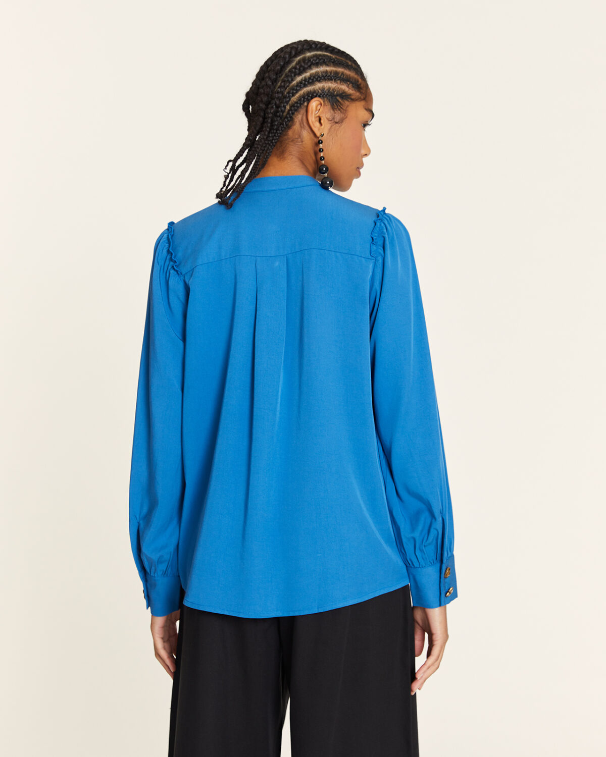 Blusa Mao Con Fruncidos Azul Azul