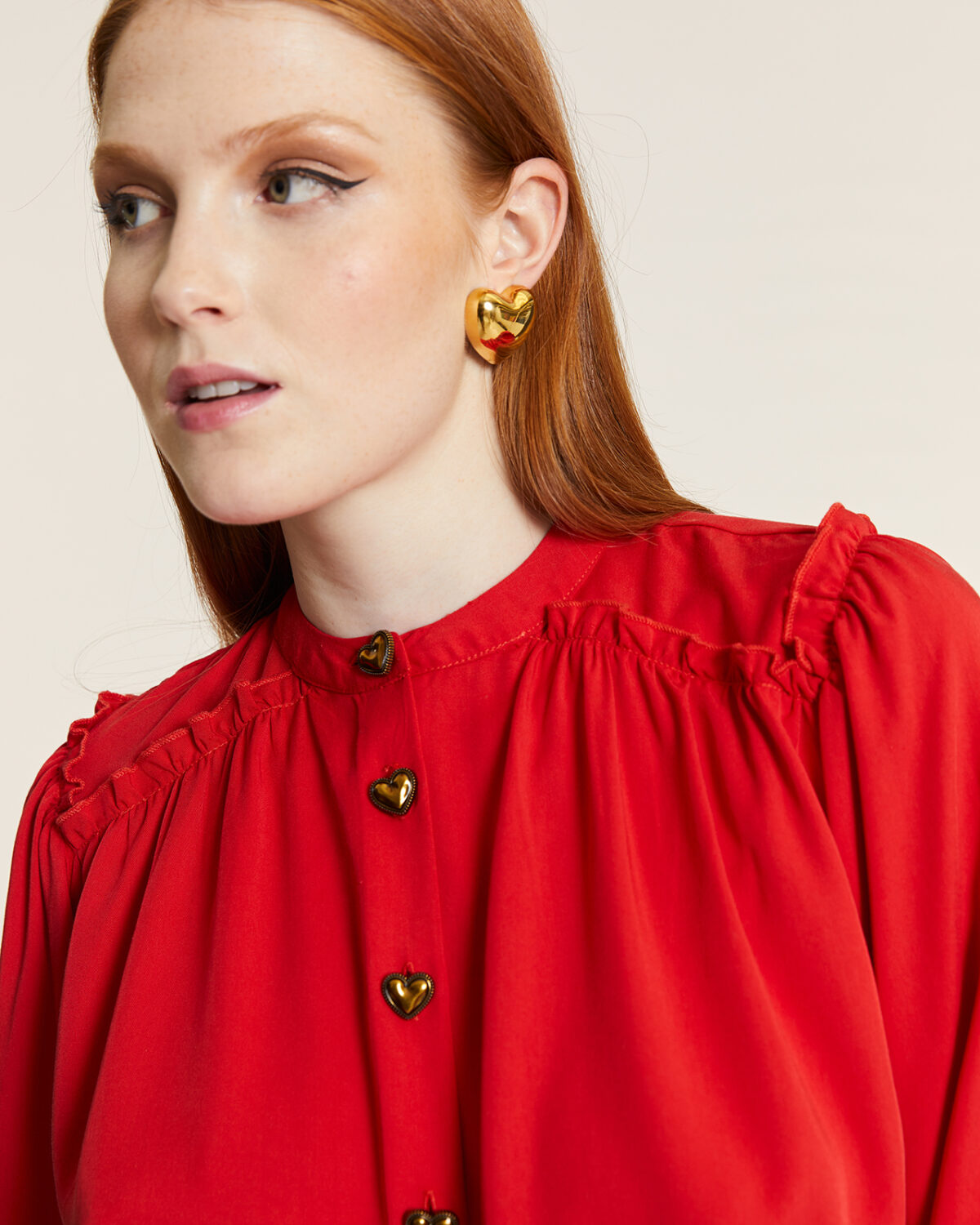 Blusa Mao Con Fruncidos Rojo Rojo