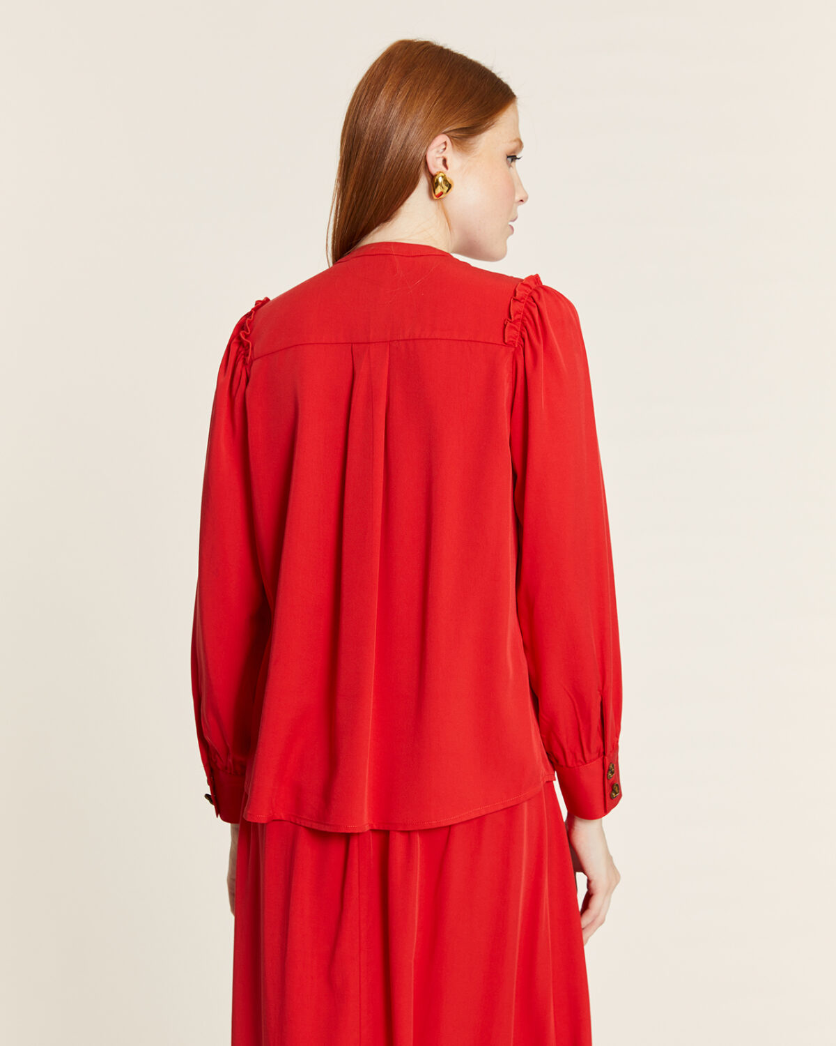 Blusa Mao Con Fruncidos Rojo Rojo