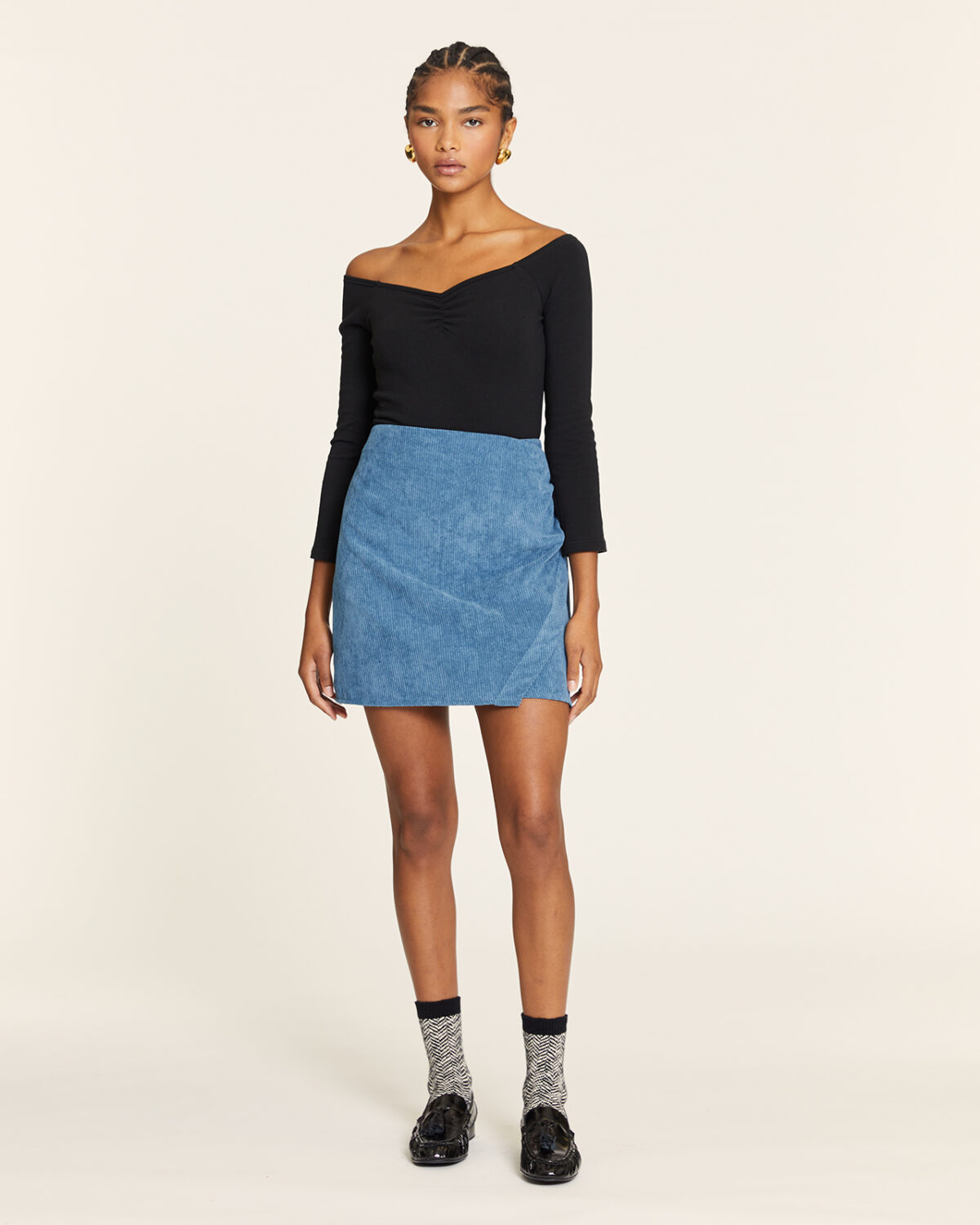 Body Con Fruncido Negro Negro