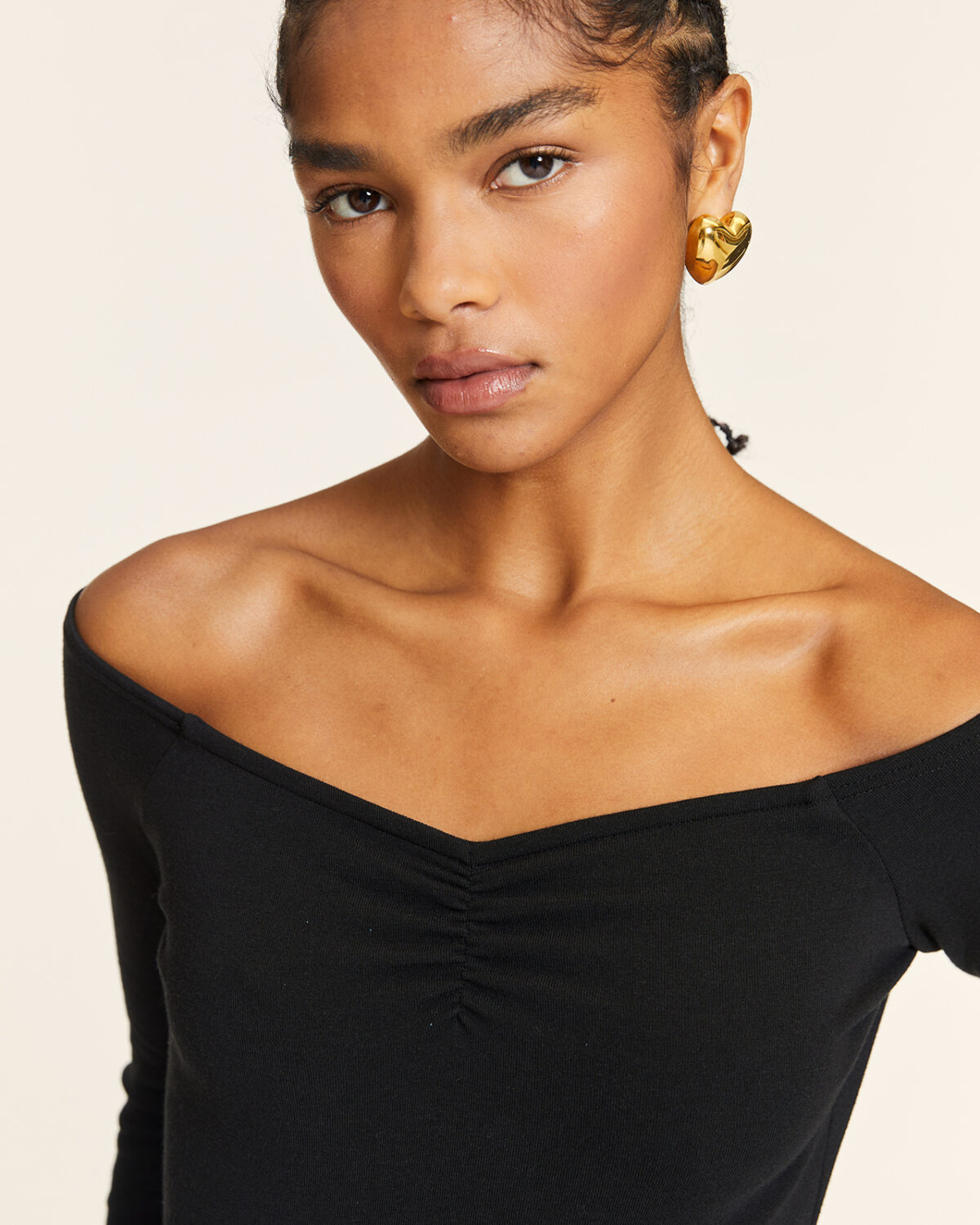 Body Con Fruncido Negro Negro