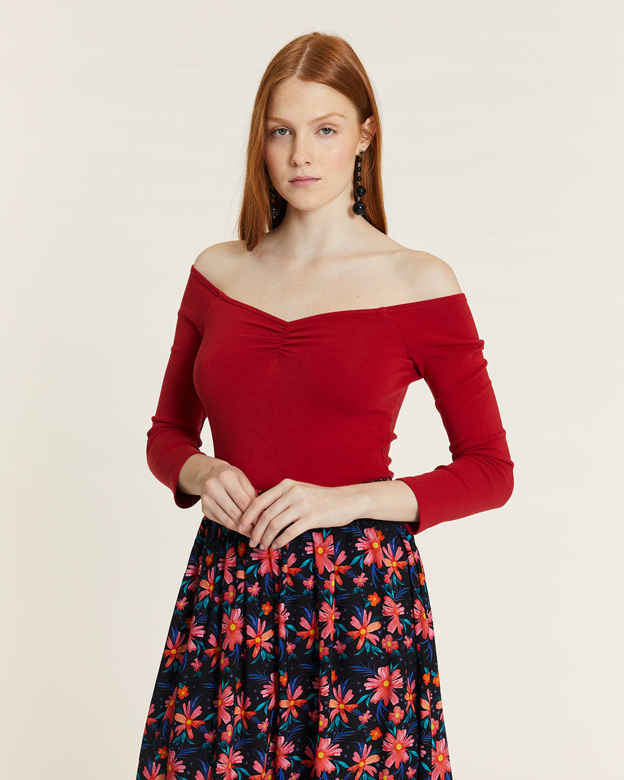 Body Con Fruncido Rojo