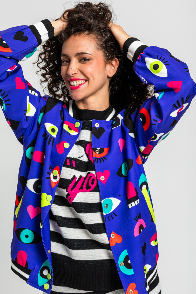 Bomber Reversible De Ojos, Corazones Y Bocas - Imagen 4