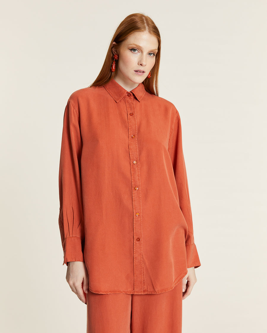 Camisa Larga De Tencel Toffe