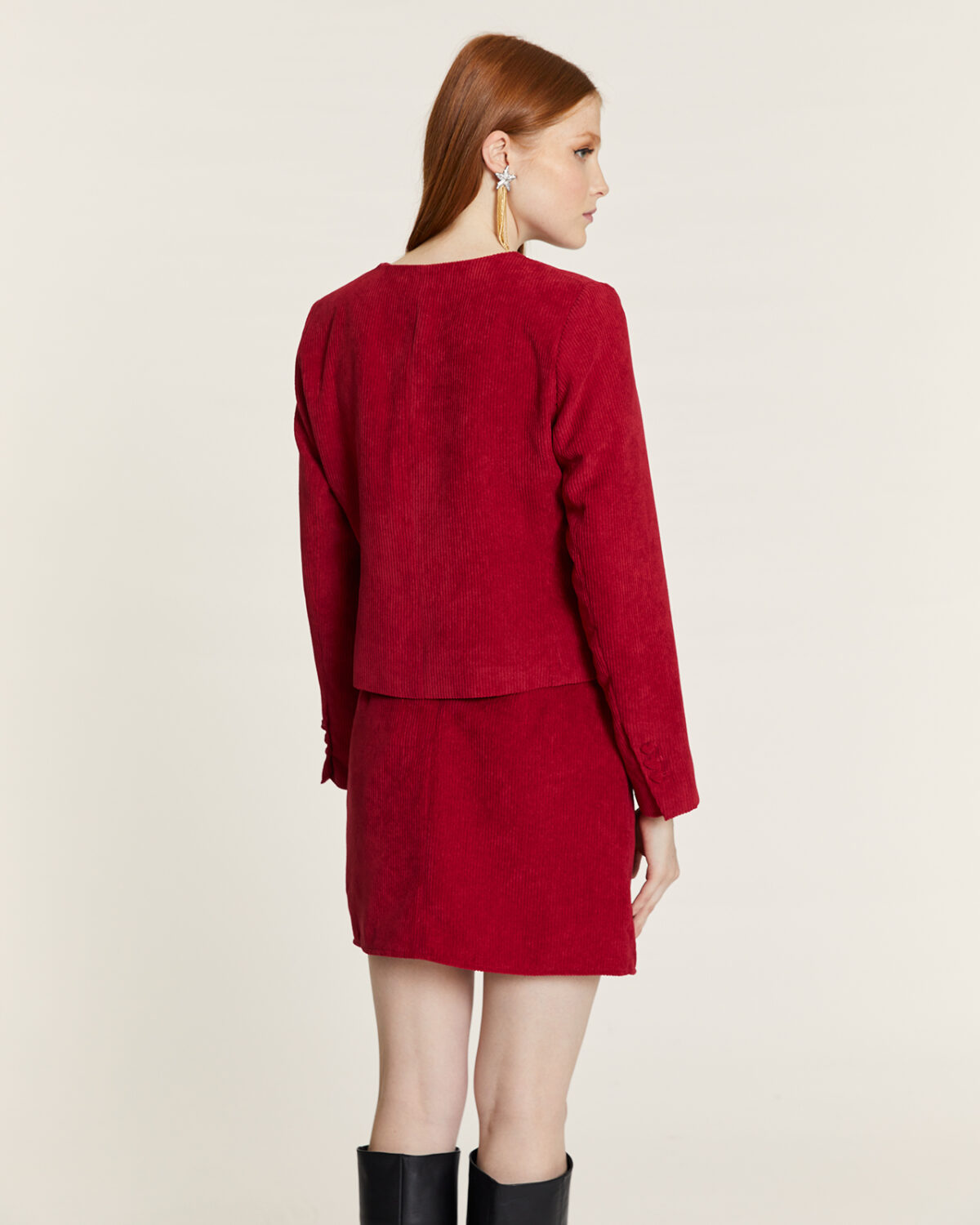 Chaqueta Corta De Pana Roja Rojo
