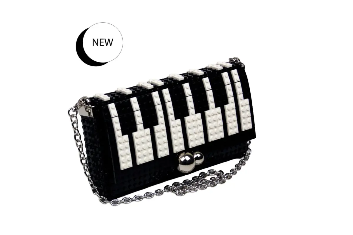 CARTERA CUADRADA PIANO NEGRO (MET PLATA) - BAG&BLOCK