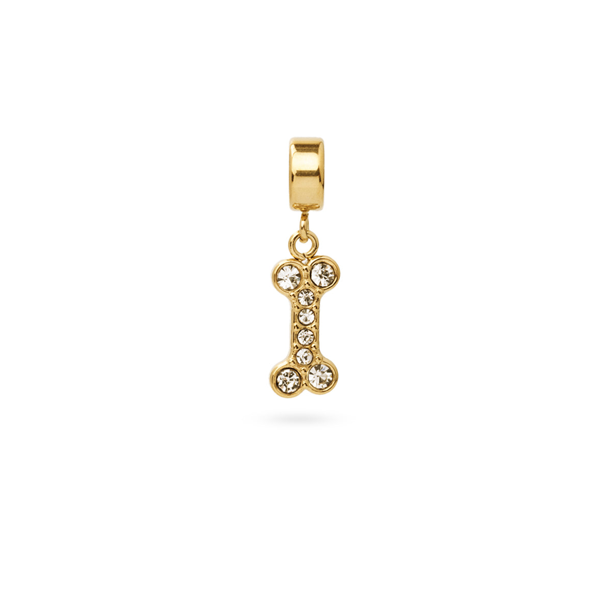 Charm Hueso Circonitas en Dorado, bisutería de acero de la colección Charms — Tiendas Via Vai Estepona