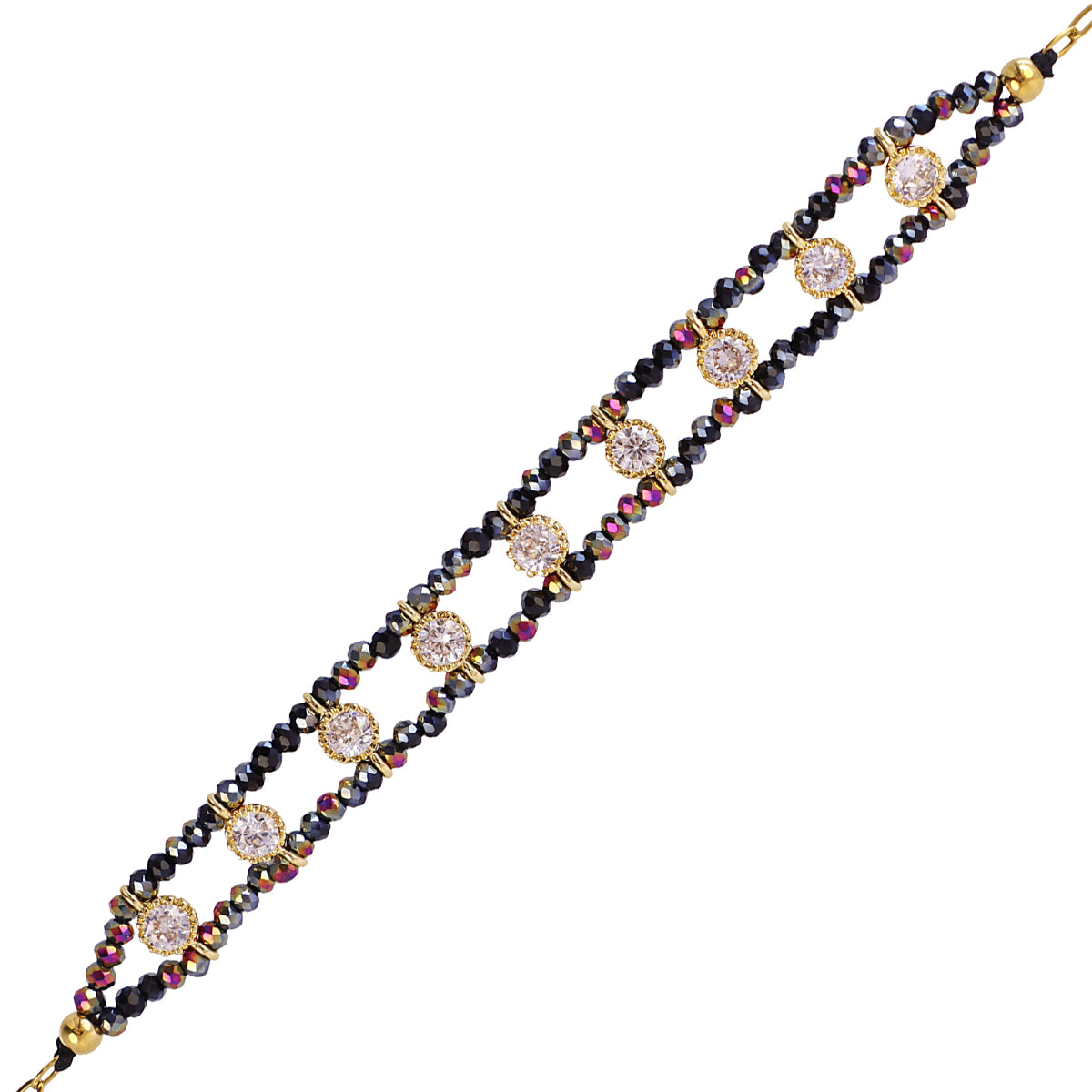 Pulsera Spirit Doble Hilo Multicolor en Negro, bisutería de acero de la colección Sand Dust — Tiendas Via Vai Estepona