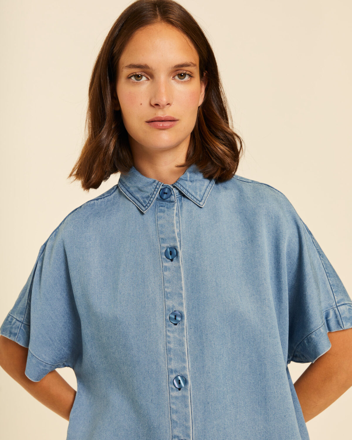 Camisa manga corta denim