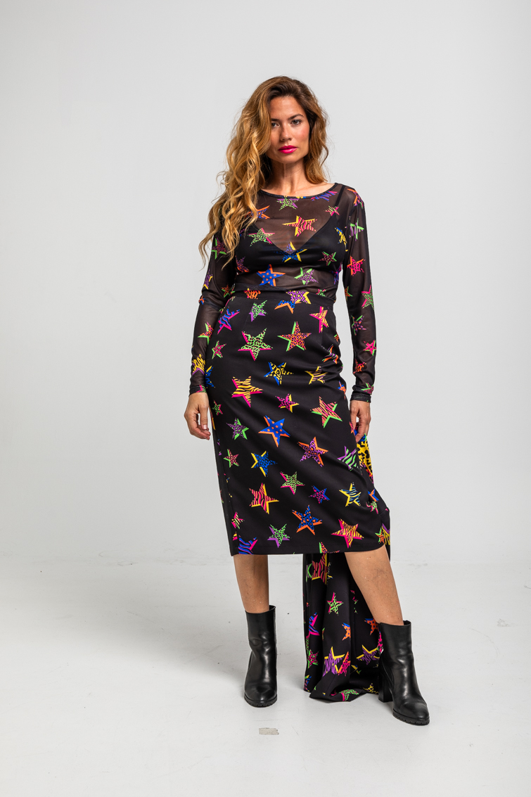 Camiseta All Over De Estampado De Estrellas Con Animal Print