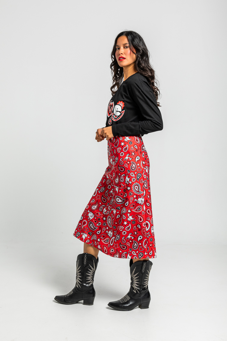 Camiseta Oversize De Estampado Paisley Cachemir Negro
