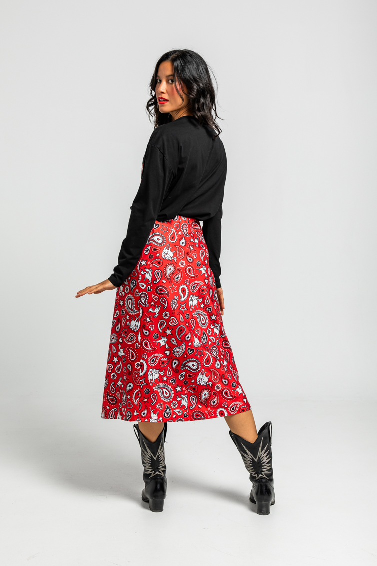 Camiseta Oversize De Estampado Paisley Cachemir Negro