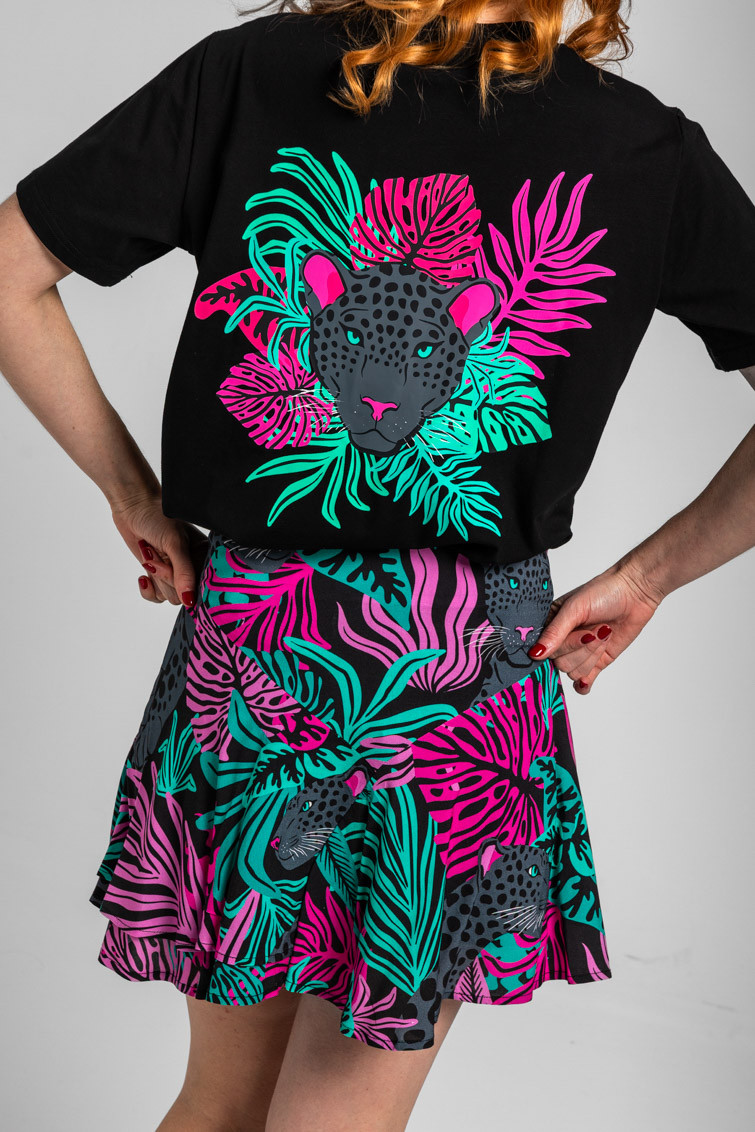 Camiseta Unisex de hojas y panteras - Nocturna