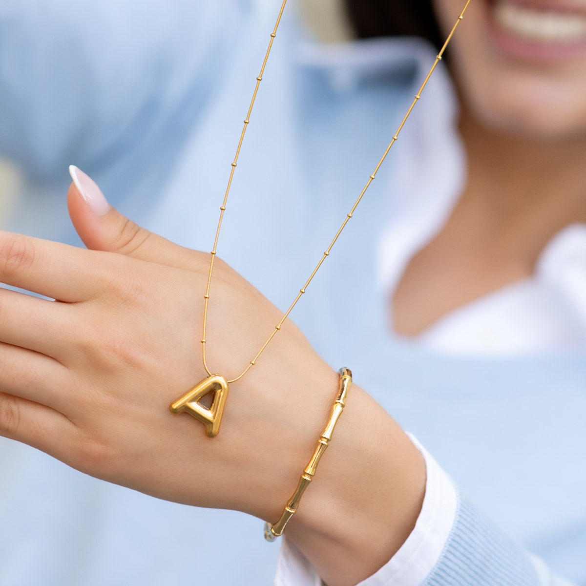 Collar Essentials Inicial en A, bisutería de acero de la colección Essentials — Tiendas Via Vai Estepona