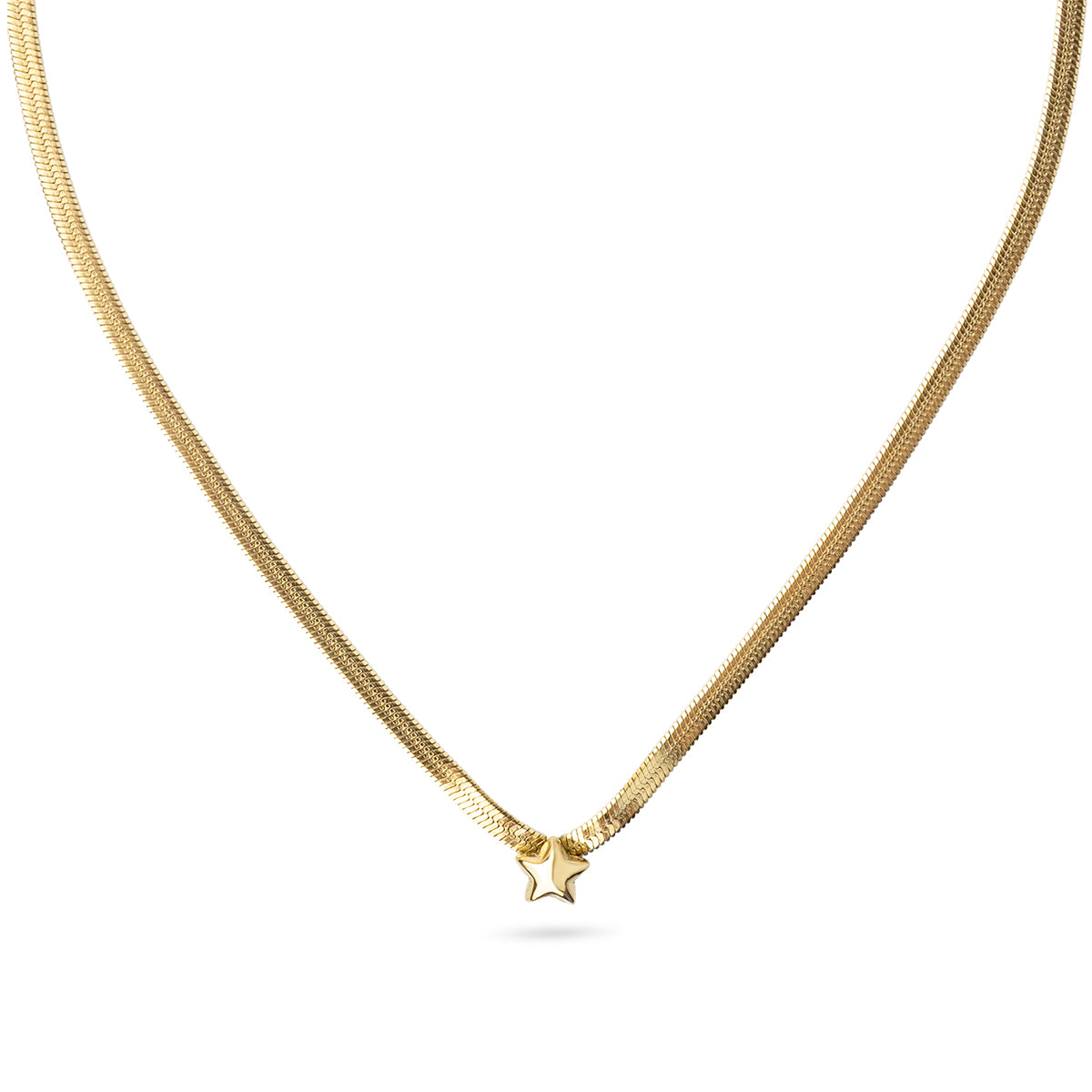 Collar Essentials Punta Estrella en Dorado, bisutería de acero de la colección Essentials — Tiendas Via Vai Estepona