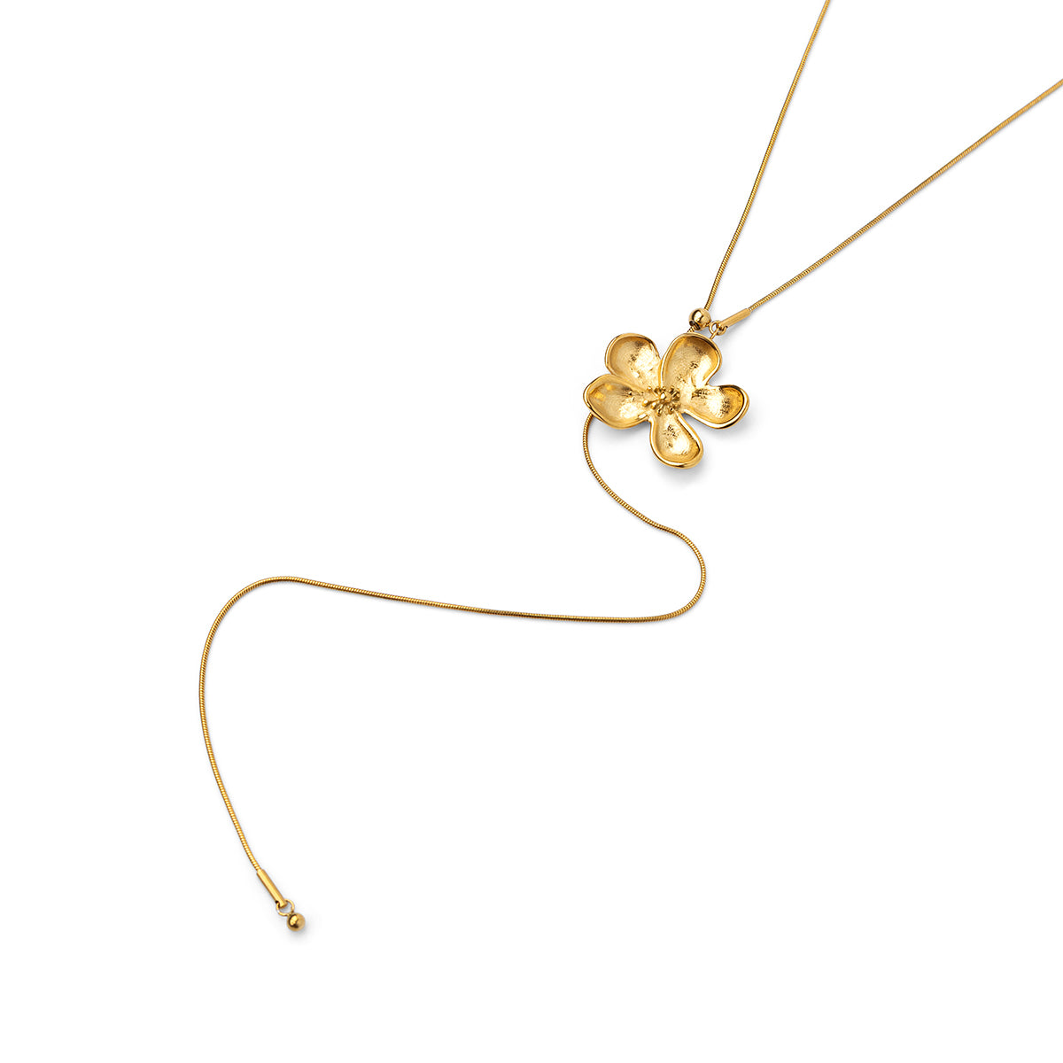 Collar Corbatero Essentials Flor en Dorado, bisutería de acero de la colección Essentials — Tiendas Via Vai Estepona