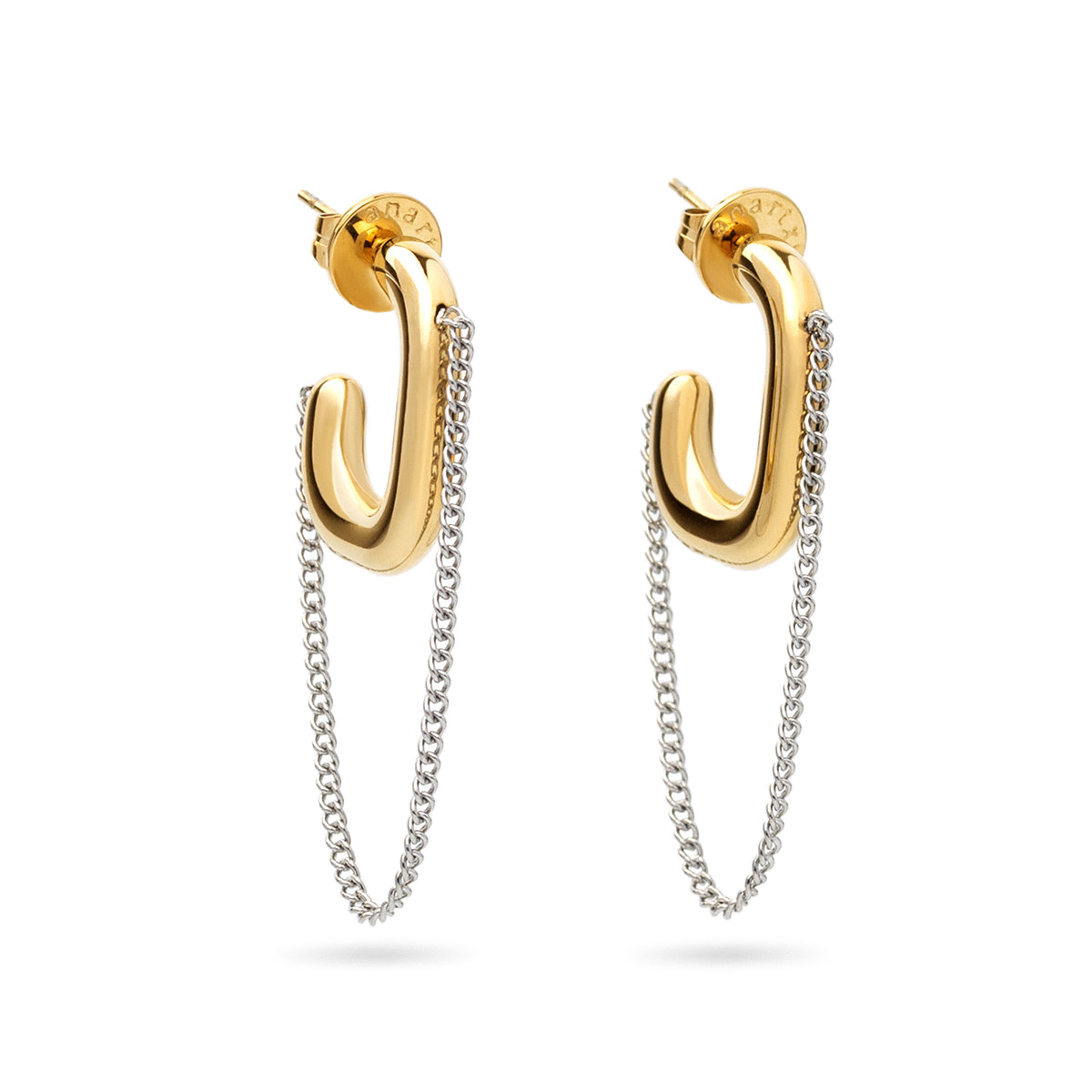 Pendientes Essentials Cadena Bicolor en Dorado, bisutería de acero de la colección Essentials — Tiendas Via Vai Estepona