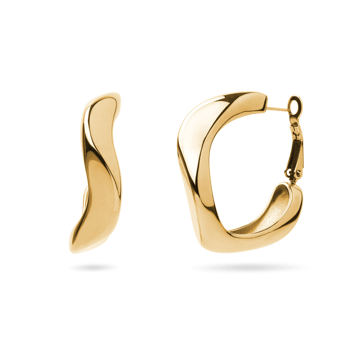 Aros Essentials Ondas en Dorado, bisutería de acero de la colección Essentials — Tiendas Via Vai Estepona