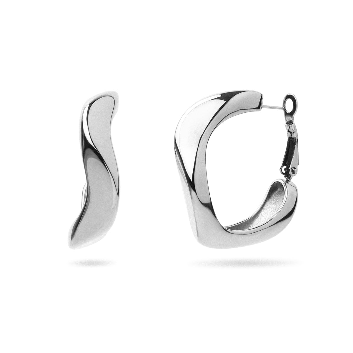 Aros Essentials Ondas en Plateado, bisutería de acero de la colección Essentials — Tiendas Via Vai Estepona