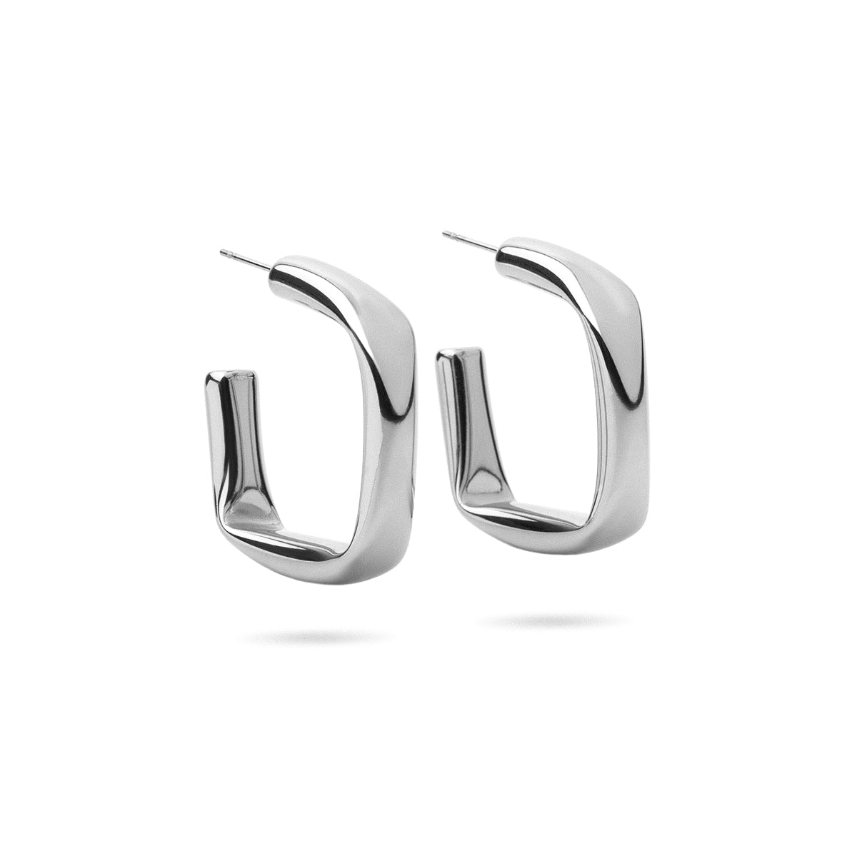 Aros Essentials Cuadrados en Plateado, bisutería de acero de la colección Essentials — Tiendas Via Vai Estepona