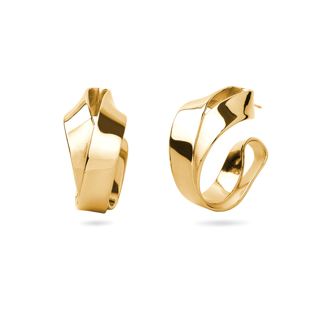 Aros Essentials Doble Curva en Dorado, bisutería de acero de la colección Essentials — Tiendas Via Vai Estepona