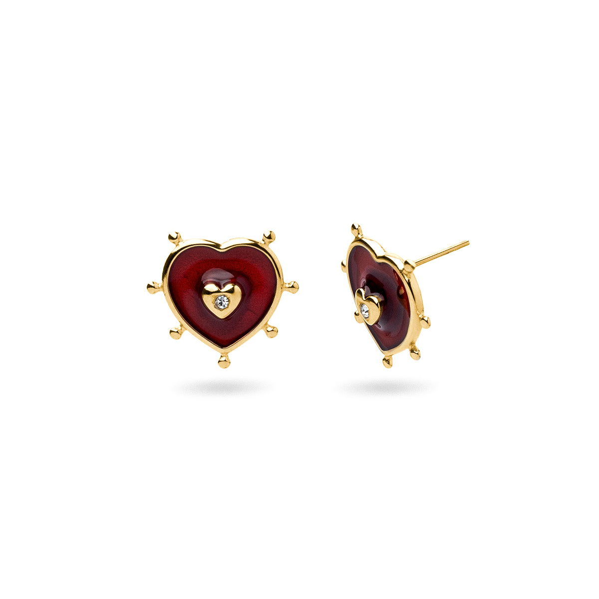 Pendientes Corazón Sagrado en Dorado, bisutería de acero de la colección Essentials — Tiendas Via Vai Estepona