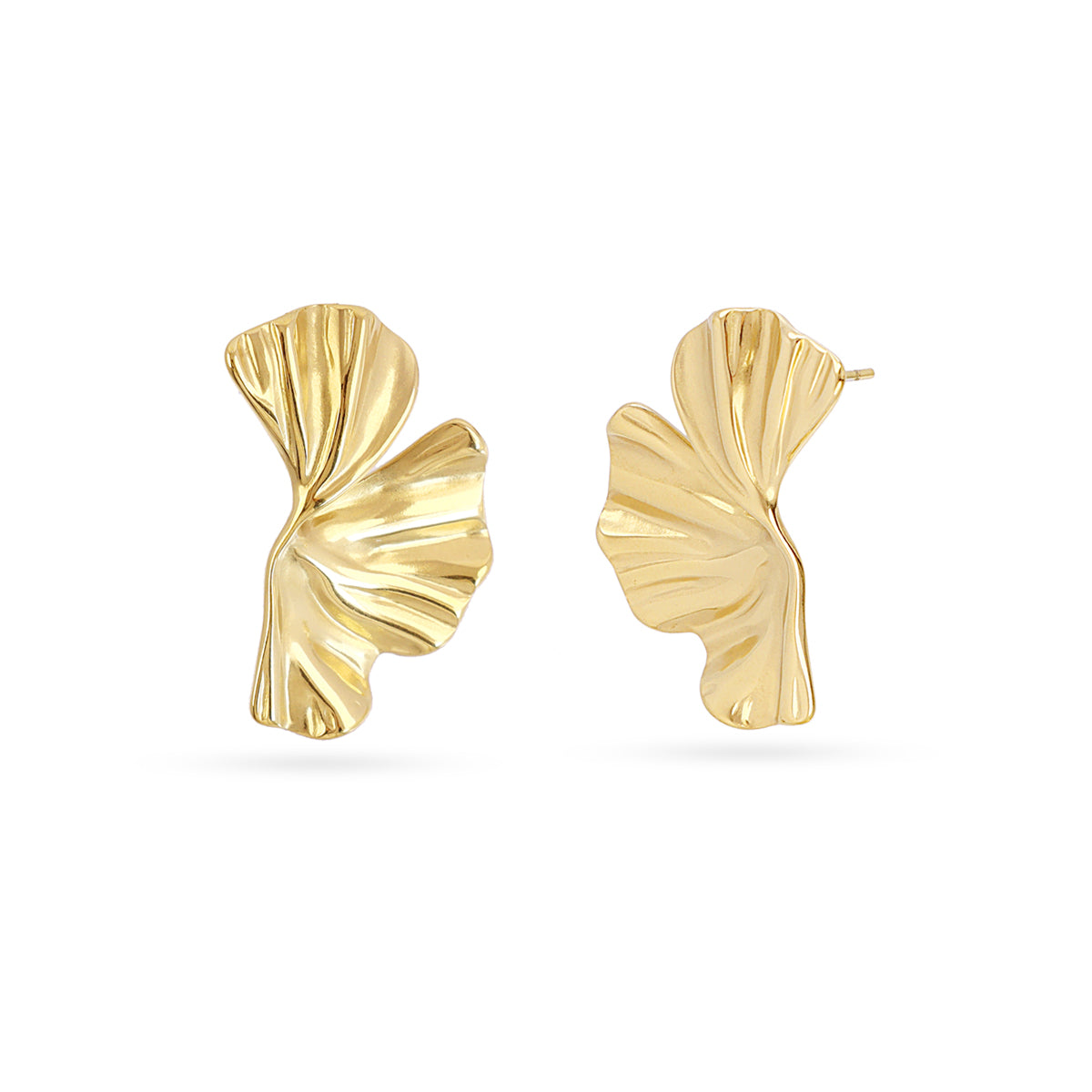 Pendientes Essentials Diseño Hoja en Dorado, bisutería de acero de la colección Essentials — Tiendas Via Vai Estepona