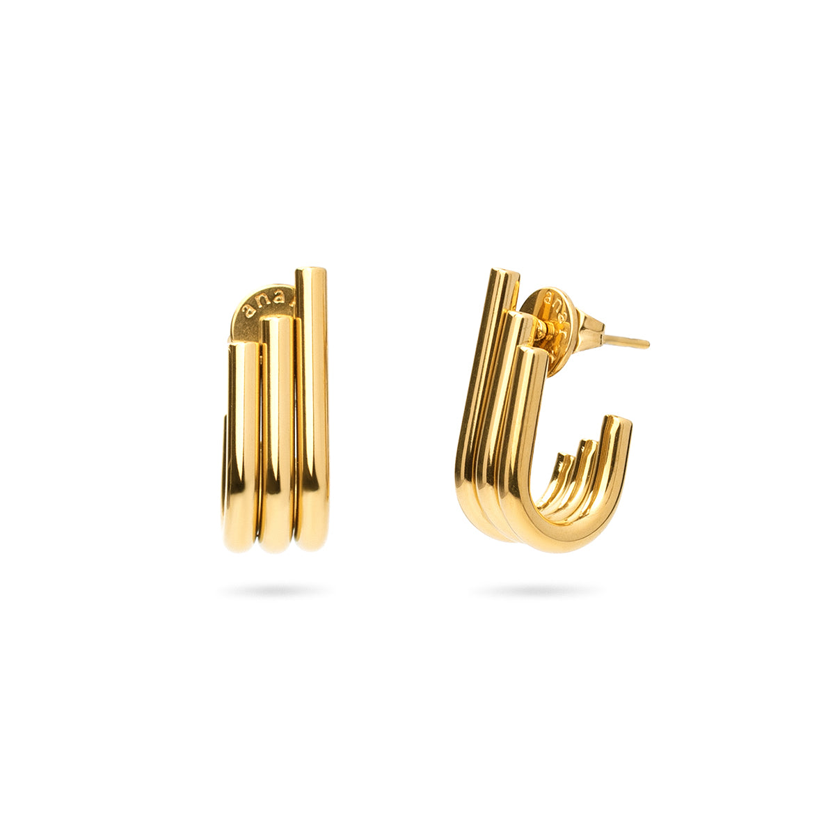 Aros Essentials Triples en Dorado, bisutería de acero de la colección Essentials — Tiendas Via Vai Estepona