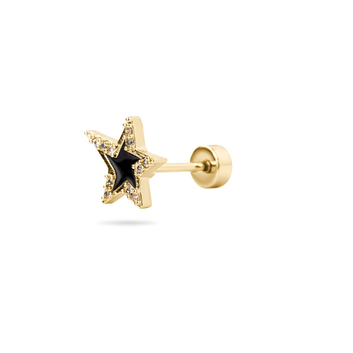 Piercing Superestrella Negro en Dorado, bisutería de acero de la colección Piercings — Tiendas Via Vai Estepona