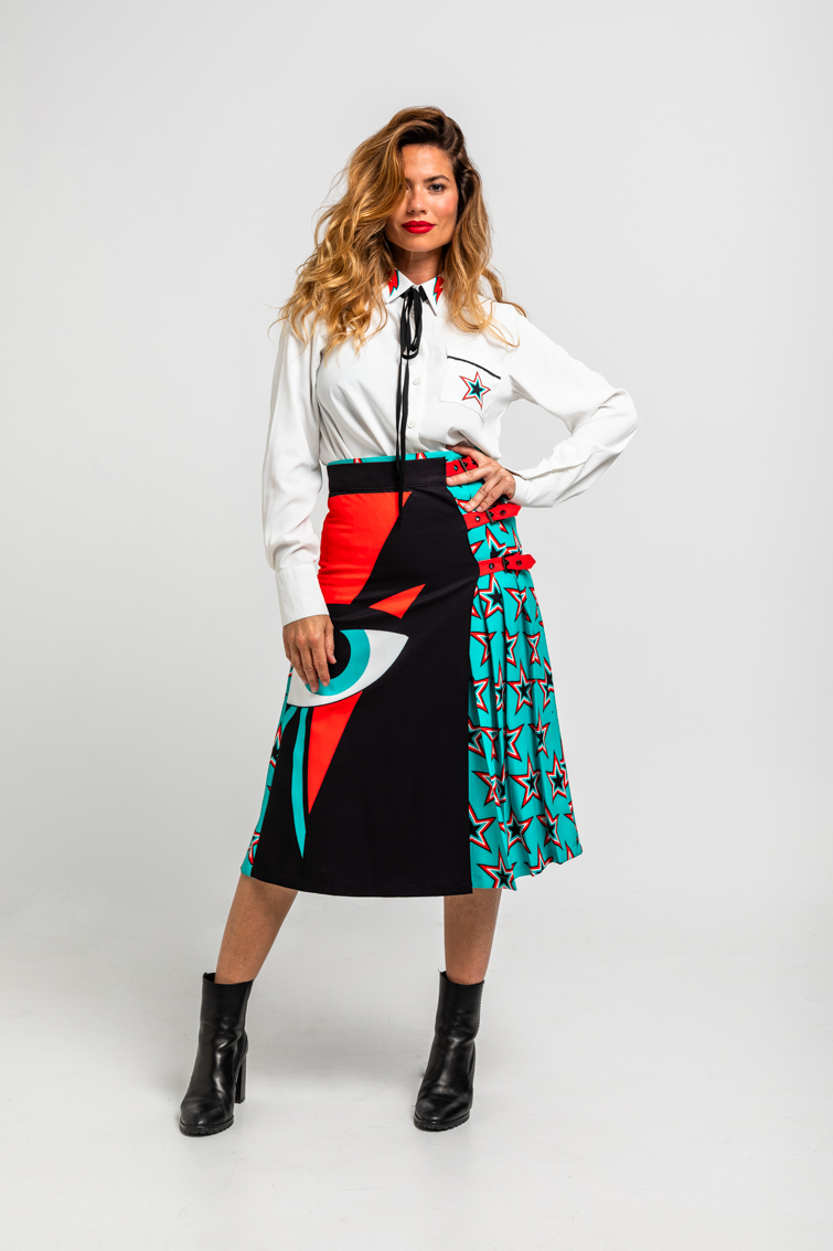 Falda Grunge De Estampado De Estrellas Y Rayo Bowie
