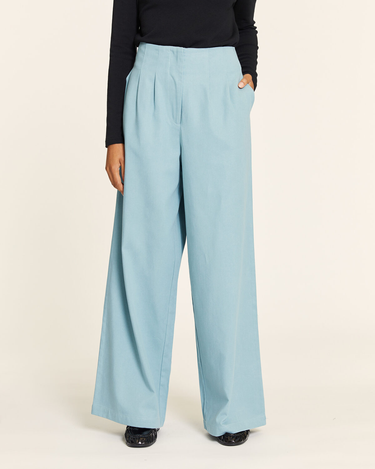 Pantalon Tencel Con Pinzas Denim Denim