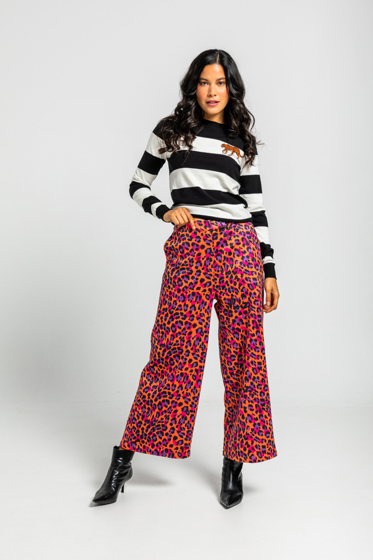 Pantalon Culotte De Estampado Animal Naranja Im Felina