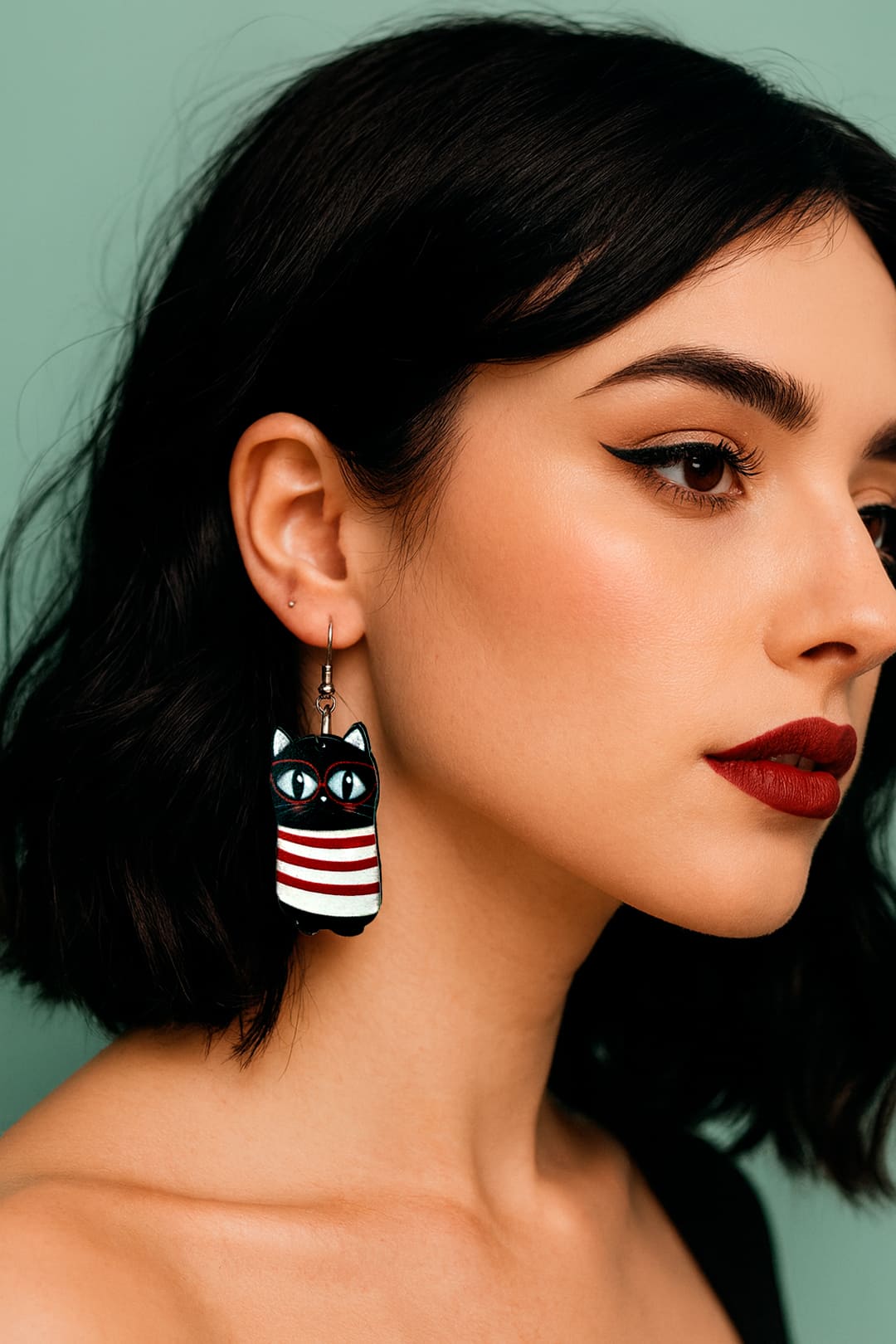 Pendientes Madera Cat Lover